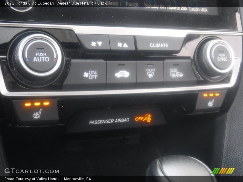Aegean Blue Metallic / Black 2021 Honda Civic EX Sedan