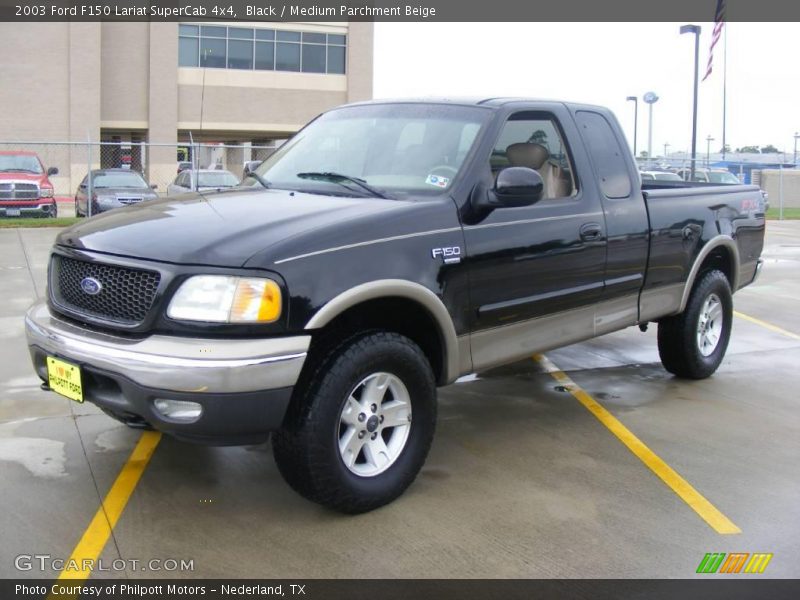 Black / Medium Parchment Beige 2003 Ford F150 Lariat SuperCab 4x4