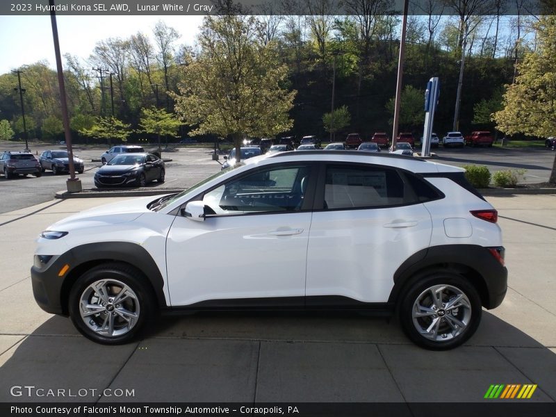 Lunar White / Gray 2023 Hyundai Kona SEL AWD