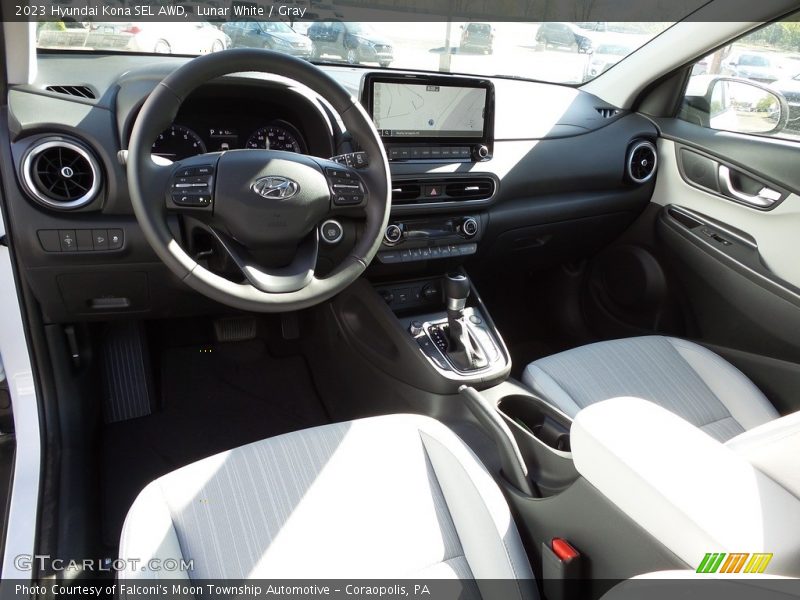 Lunar White / Gray 2023 Hyundai Kona SEL AWD