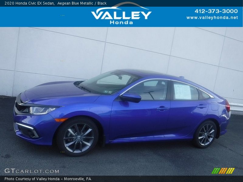 Aegean Blue Metallic / Black 2020 Honda Civic EX Sedan