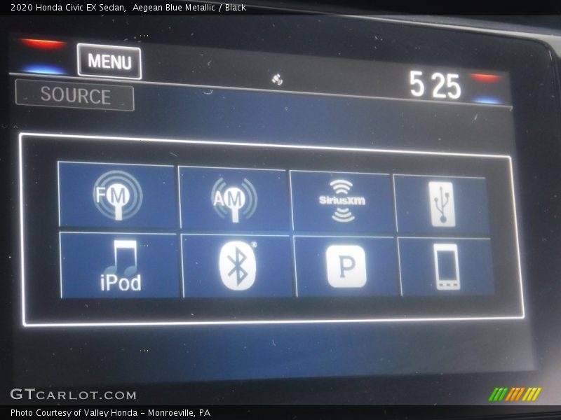 Aegean Blue Metallic / Black 2020 Honda Civic EX Sedan