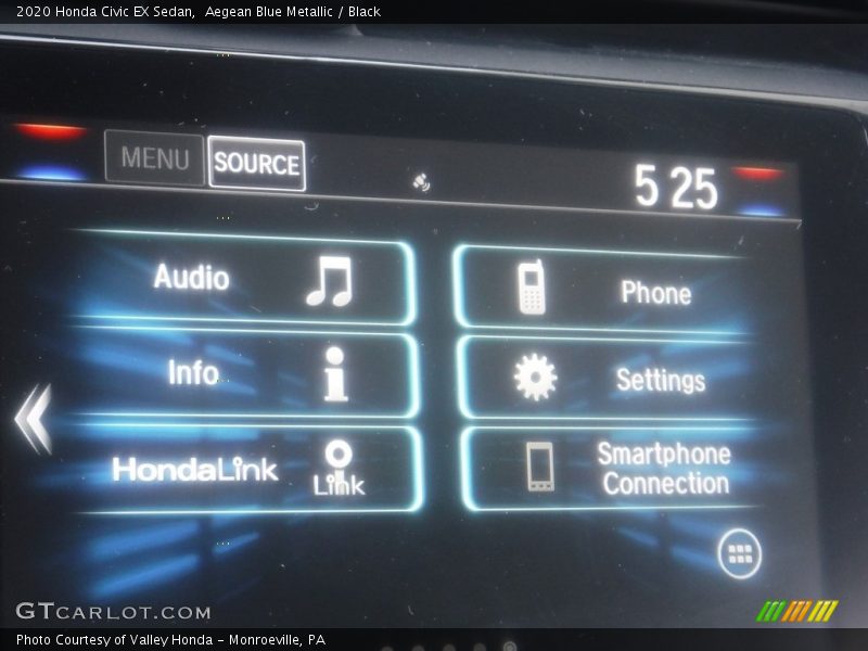 Aegean Blue Metallic / Black 2020 Honda Civic EX Sedan