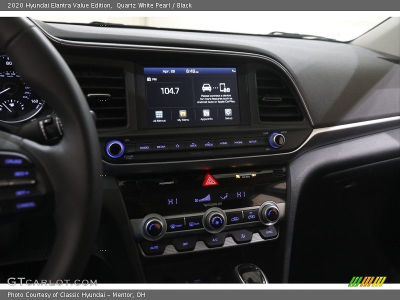 Quartz White Pearl / Black 2020 Hyundai Elantra Value Edition