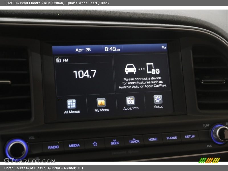 Quartz White Pearl / Black 2020 Hyundai Elantra Value Edition