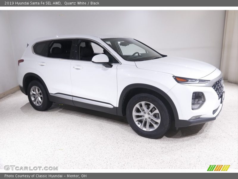 Quartz White / Black 2019 Hyundai Santa Fe SEL AWD