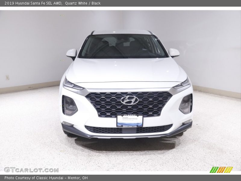 Quartz White / Black 2019 Hyundai Santa Fe SEL AWD