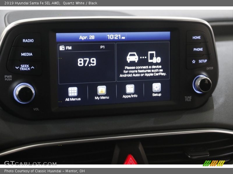 Quartz White / Black 2019 Hyundai Santa Fe SEL AWD