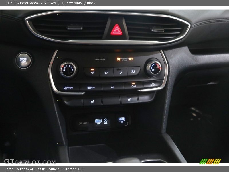 Quartz White / Black 2019 Hyundai Santa Fe SEL AWD