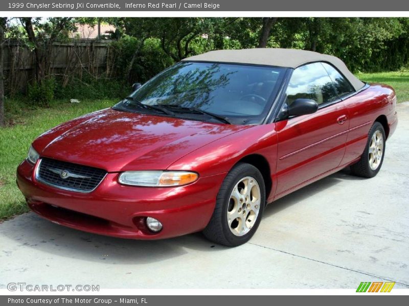 Inferno Red Pearl / Camel Beige 1999 Chrysler Sebring JXi Convertible