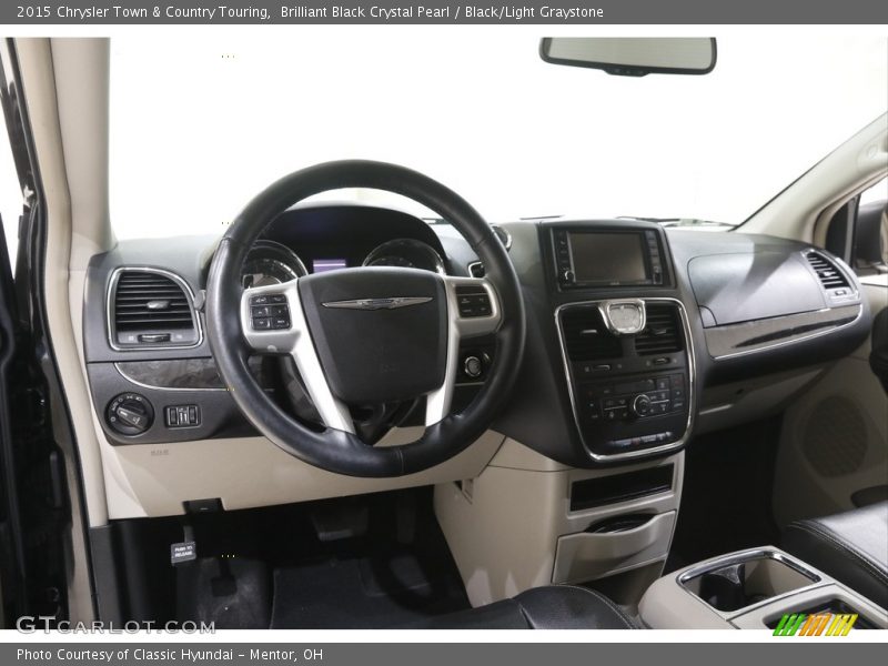 Brilliant Black Crystal Pearl / Black/Light Graystone 2015 Chrysler Town & Country Touring