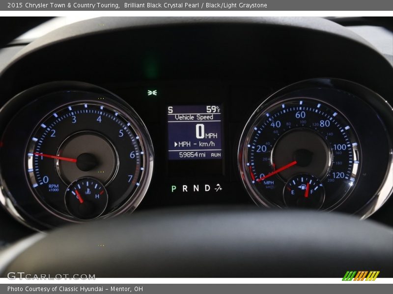 Brilliant Black Crystal Pearl / Black/Light Graystone 2015 Chrysler Town & Country Touring