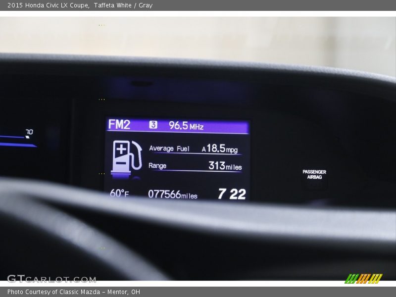 Taffeta White / Gray 2015 Honda Civic LX Coupe