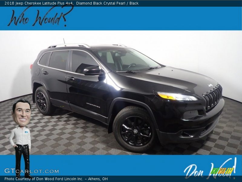 Diamond Black Crystal Pearl / Black 2018 Jeep Cherokee Latitude Plus 4x4