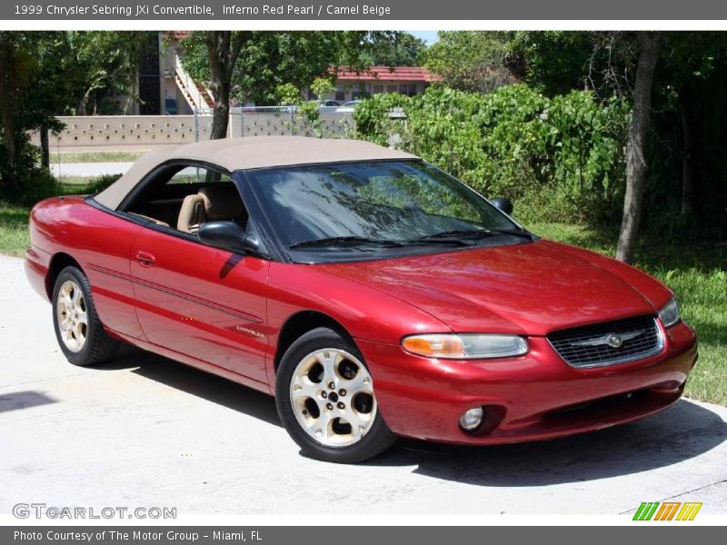 Inferno Red Pearl / Camel Beige 1999 Chrysler Sebring JXi Convertible