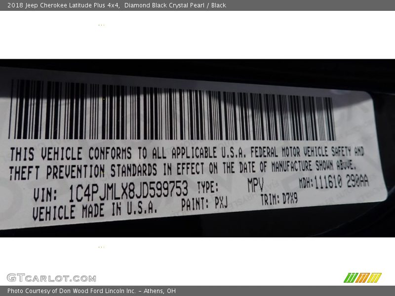 Diamond Black Crystal Pearl / Black 2018 Jeep Cherokee Latitude Plus 4x4