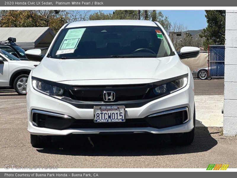 Platinum White Pearl / Black 2020 Honda Civic LX Sedan