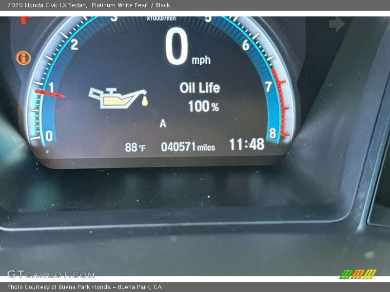 Platinum White Pearl / Black 2020 Honda Civic LX Sedan