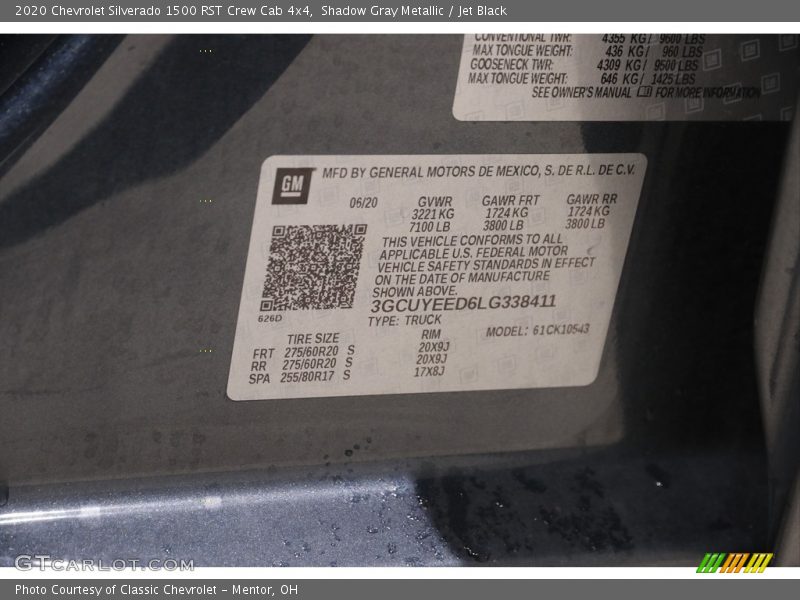 Shadow Gray Metallic / Jet Black 2020 Chevrolet Silverado 1500 RST Crew Cab 4x4