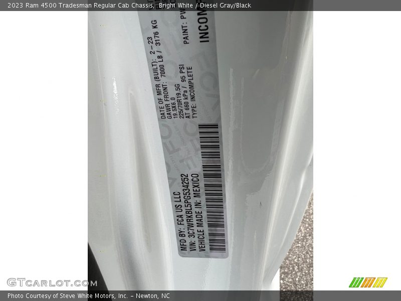 Bright White / Diesel Gray/Black 2023 Ram 4500 Tradesman Regular Cab Chassis