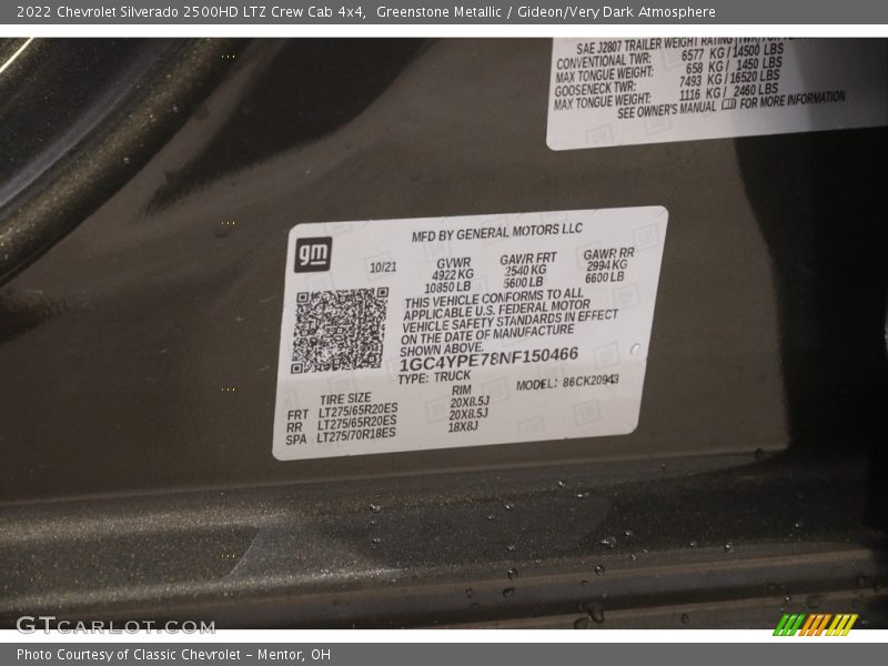 Greenstone Metallic / Gideon/Very Dark Atmosphere 2022 Chevrolet Silverado 2500HD LTZ Crew Cab 4x4
