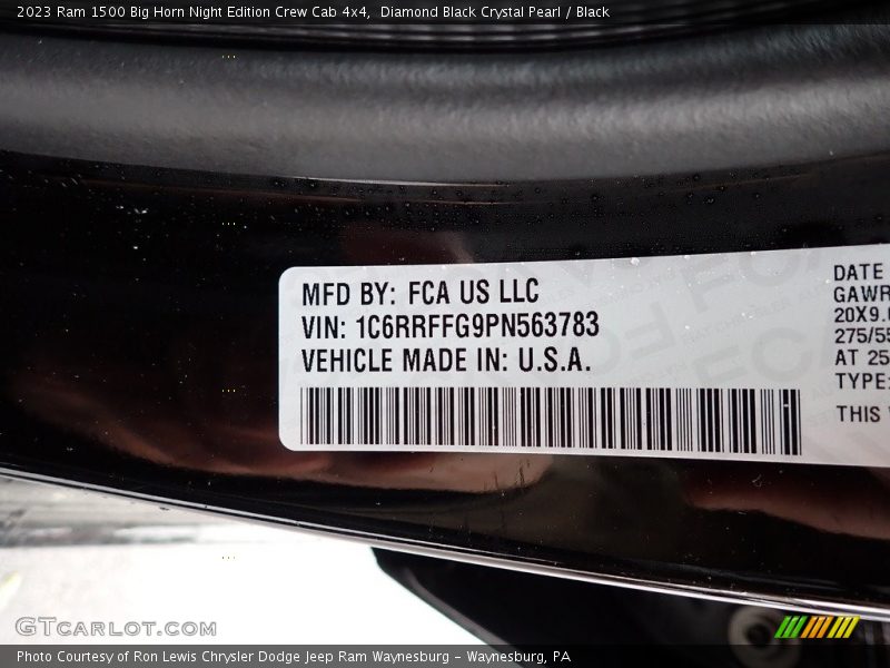 Diamond Black Crystal Pearl / Black 2023 Ram 1500 Big Horn Night Edition Crew Cab 4x4