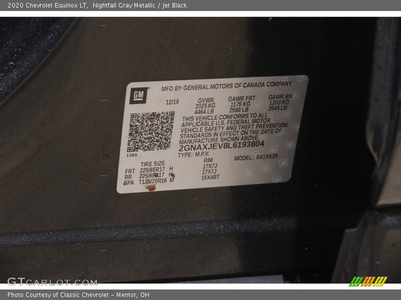 Nightfall Gray Metallic / Jet Black 2020 Chevrolet Equinox LT