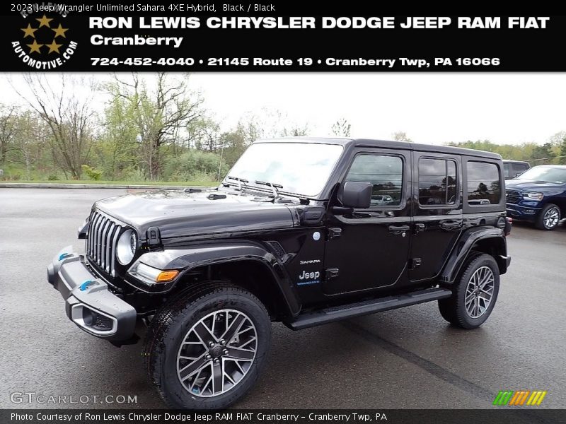 Black / Black 2023 Jeep Wrangler Unlimited Sahara 4XE Hybrid