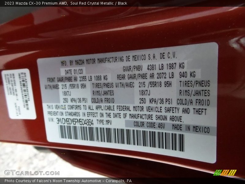 2023 CX-30 Premium AWD Soul Red Crystal Metallic Color Code 46V