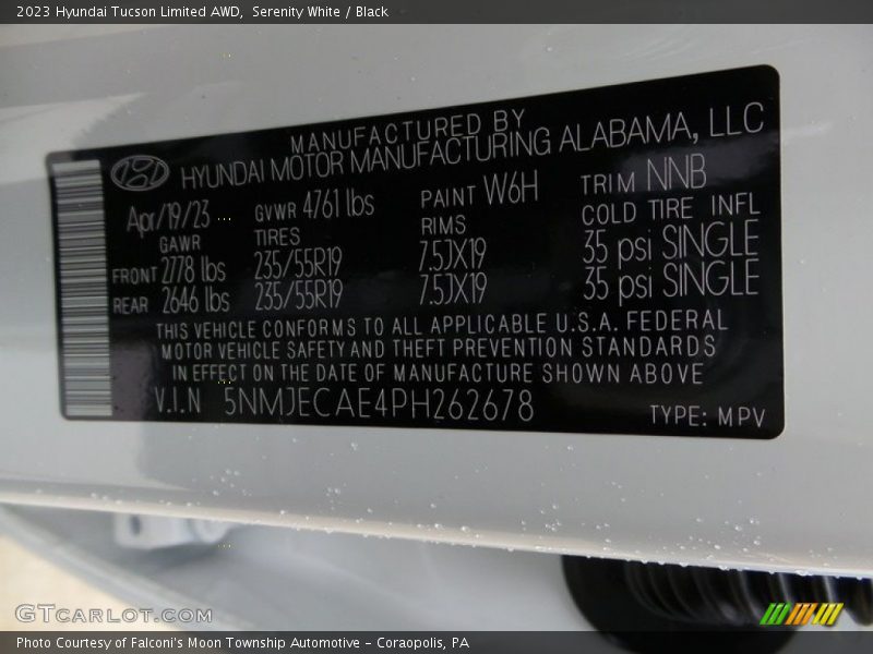 Serenity White / Black 2023 Hyundai Tucson Limited AWD