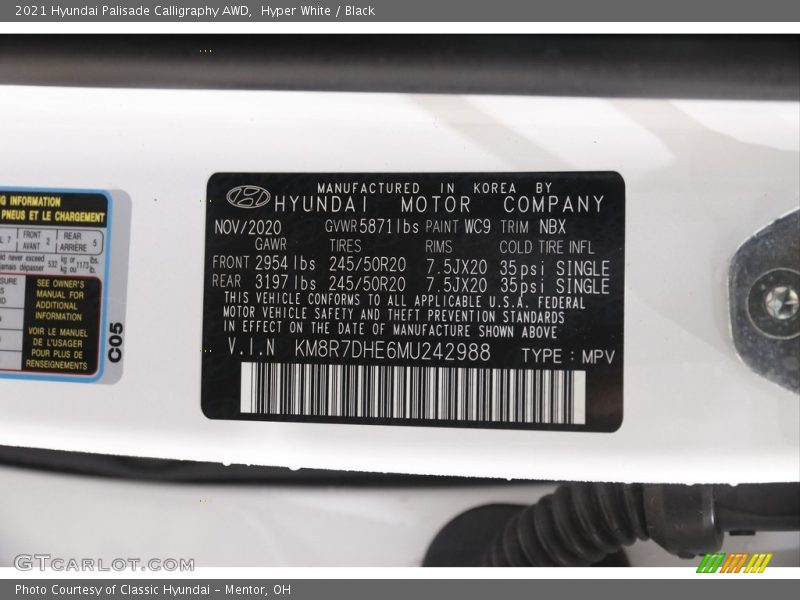 Hyper White / Black 2021 Hyundai Palisade Calligraphy AWD