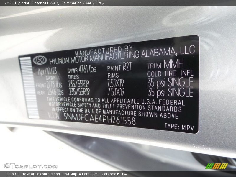 Shimmering Silver / Gray 2023 Hyundai Tucson SEL AWD
