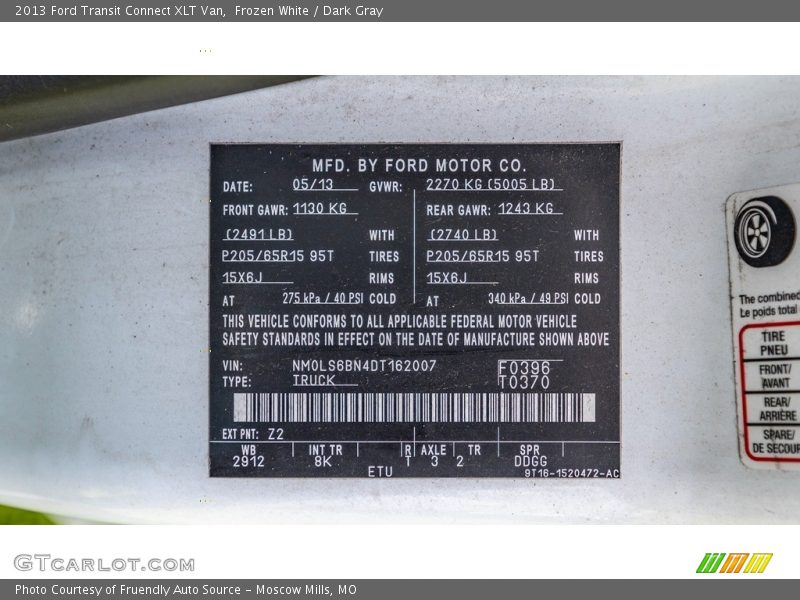 Frozen White / Dark Gray 2013 Ford Transit Connect XLT Van