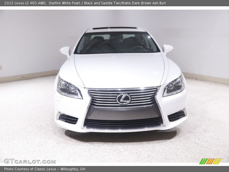 Starfire White Pearl / Black and Saddle Tan/Matte Dark Brown Ash Burl 2013 Lexus LS 460 AWD