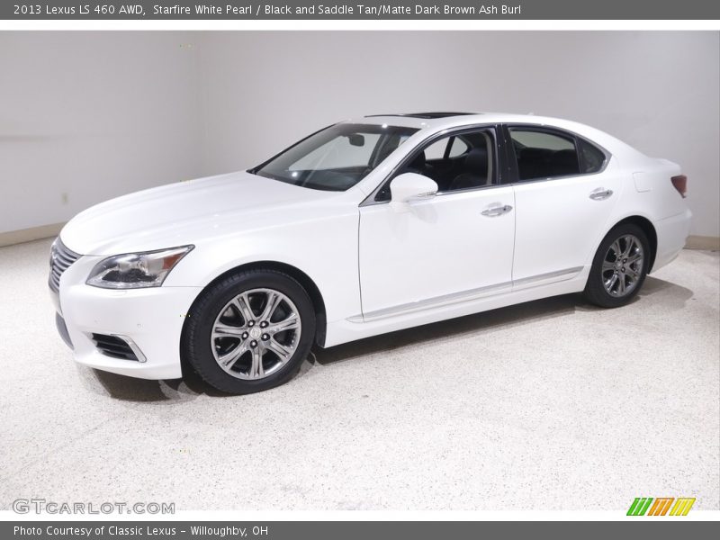 Starfire White Pearl / Black and Saddle Tan/Matte Dark Brown Ash Burl 2013 Lexus LS 460 AWD