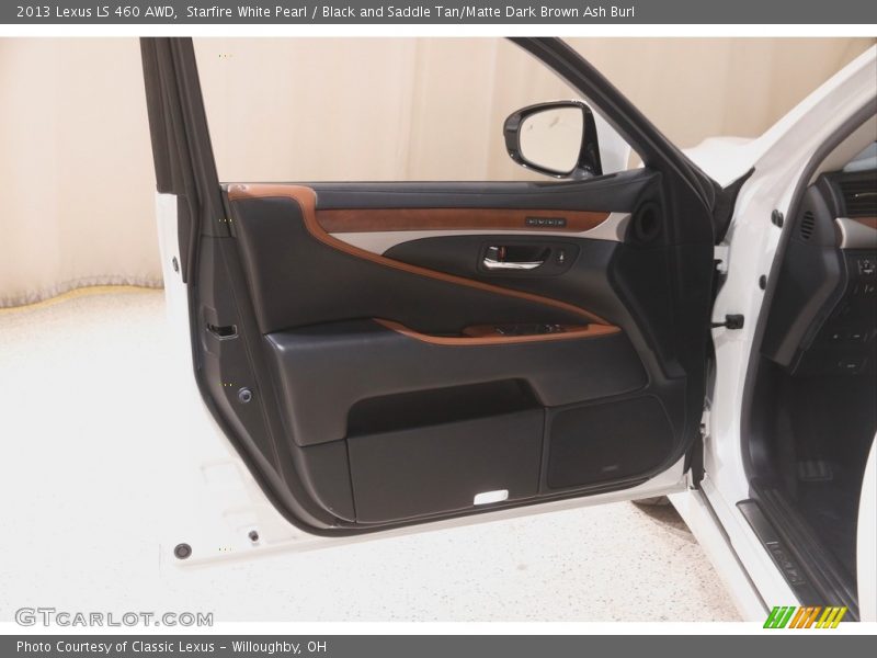 Starfire White Pearl / Black and Saddle Tan/Matte Dark Brown Ash Burl 2013 Lexus LS 460 AWD