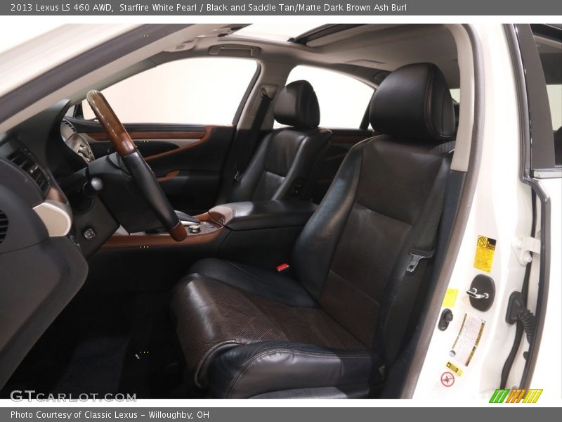 Starfire White Pearl / Black and Saddle Tan/Matte Dark Brown Ash Burl 2013 Lexus LS 460 AWD