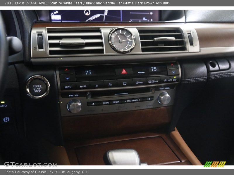 Starfire White Pearl / Black and Saddle Tan/Matte Dark Brown Ash Burl 2013 Lexus LS 460 AWD