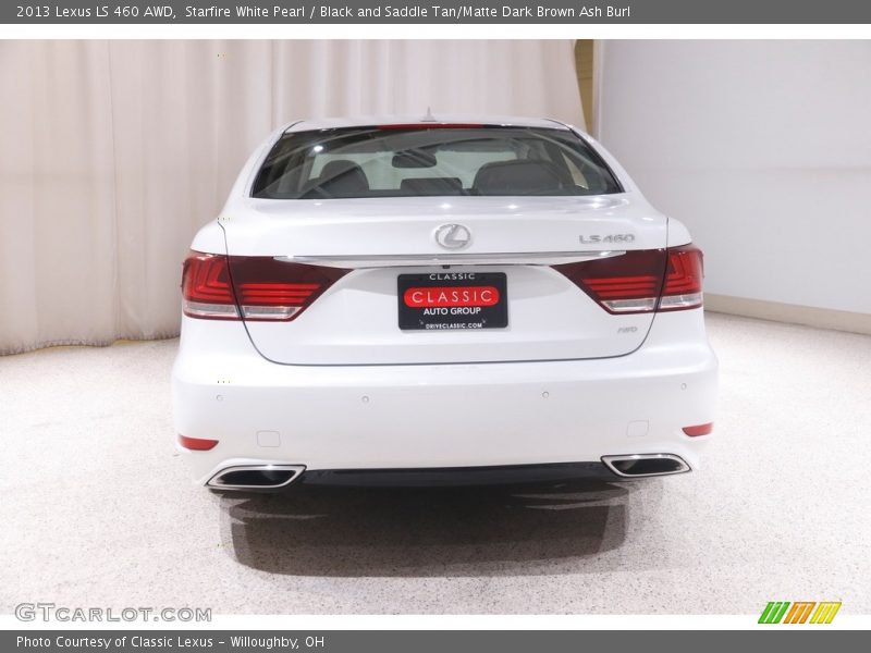 Starfire White Pearl / Black and Saddle Tan/Matte Dark Brown Ash Burl 2013 Lexus LS 460 AWD