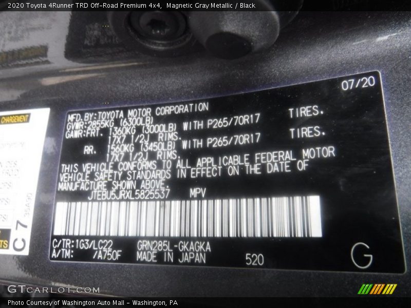 Magnetic Gray Metallic / Black 2020 Toyota 4Runner TRD Off-Road Premium 4x4