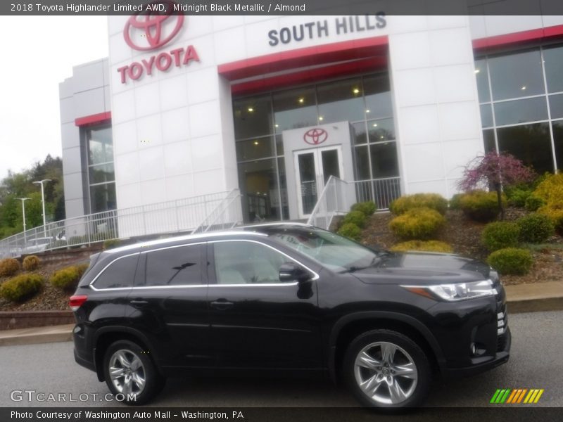 Midnight Black Metallic / Almond 2018 Toyota Highlander Limited AWD