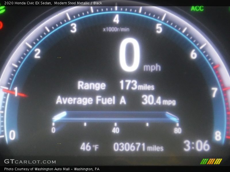 Modern Steel Metallic / Black 2020 Honda Civic EX Sedan