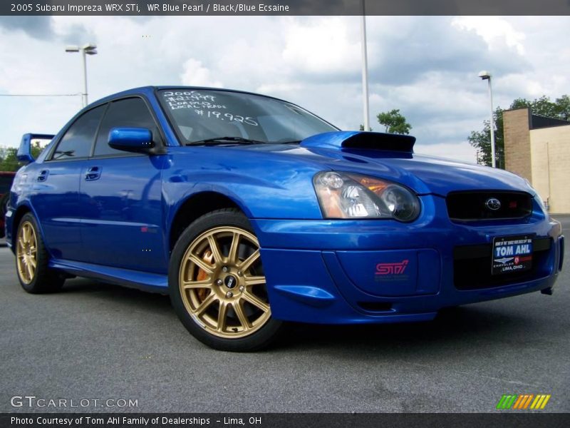 WR Blue Pearl / Black/Blue Ecsaine 2005 Subaru Impreza WRX STi