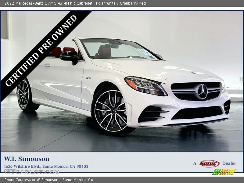 Polar White / Cranberry Red 2022 Mercedes-Benz C AMG 43 4Matic Cabriolet