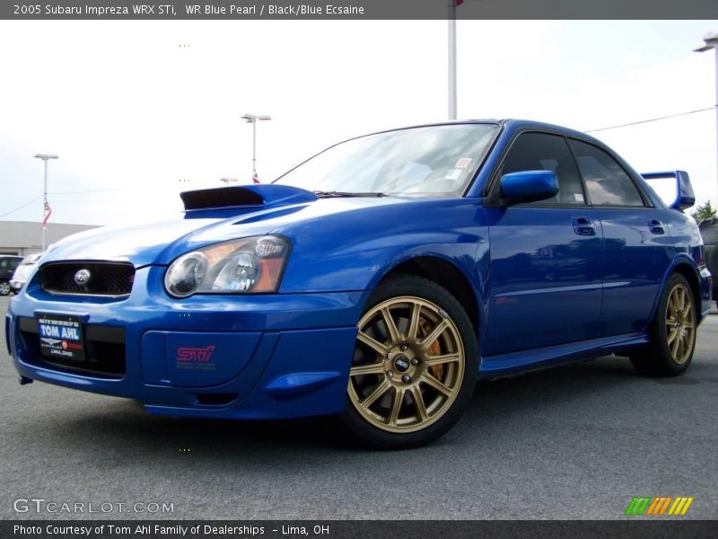 WR Blue Pearl / Black/Blue Ecsaine 2005 Subaru Impreza WRX STi