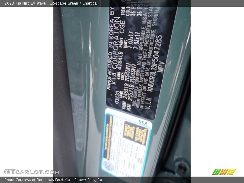 2023 Niro EV Wave Cityscape Green Color Code CGE