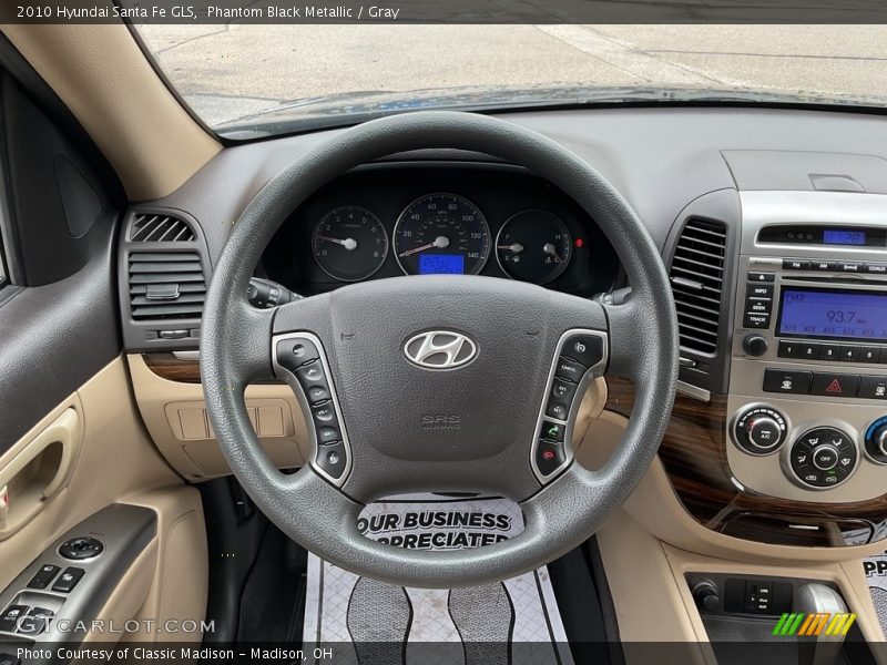 Phantom Black Metallic / Gray 2010 Hyundai Santa Fe GLS
