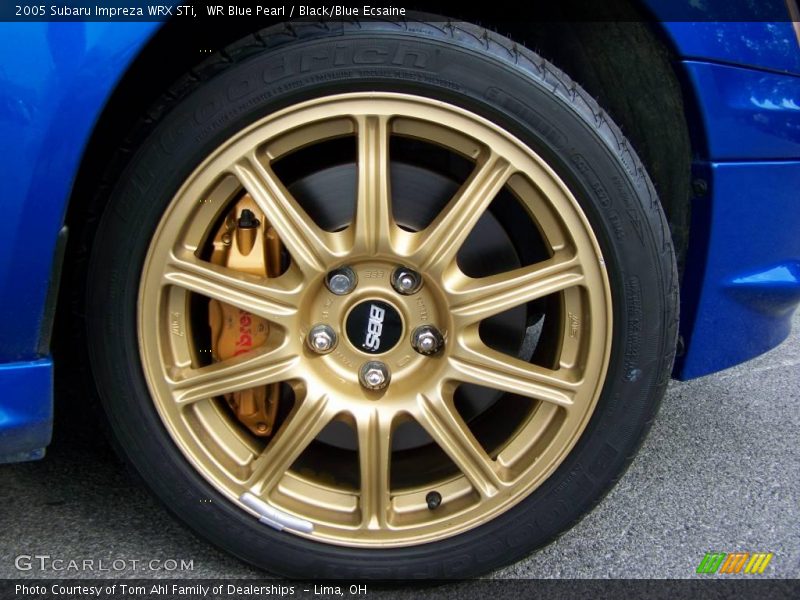 WR Blue Pearl / Black/Blue Ecsaine 2005 Subaru Impreza WRX STi
