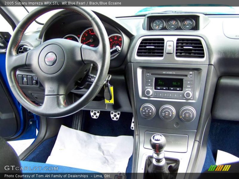 WR Blue Pearl / Black/Blue Ecsaine 2005 Subaru Impreza WRX STi