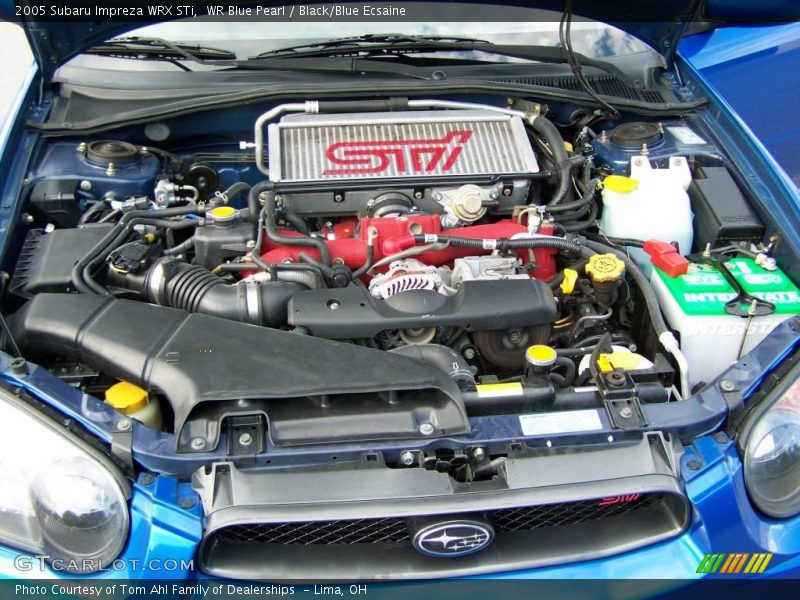 WR Blue Pearl / Black/Blue Ecsaine 2005 Subaru Impreza WRX STi